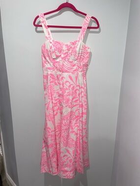 Lilly Pulitzer Pink and White Floral Midi Dress